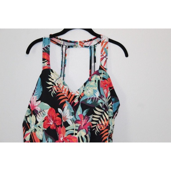 Swim 365 Tropical Floral Sarong Front One Piece Swimsuit Plus Size 24 H14334 - Picture 4 of 11